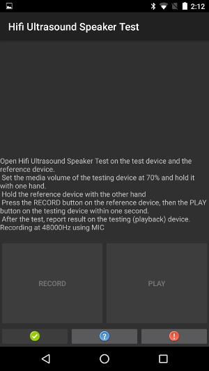 Test in progress on the reference device