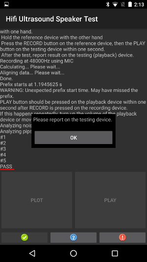 Reference device shows PASS