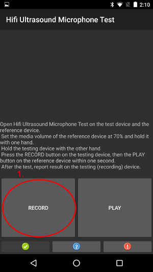 Press RECORD on the test device