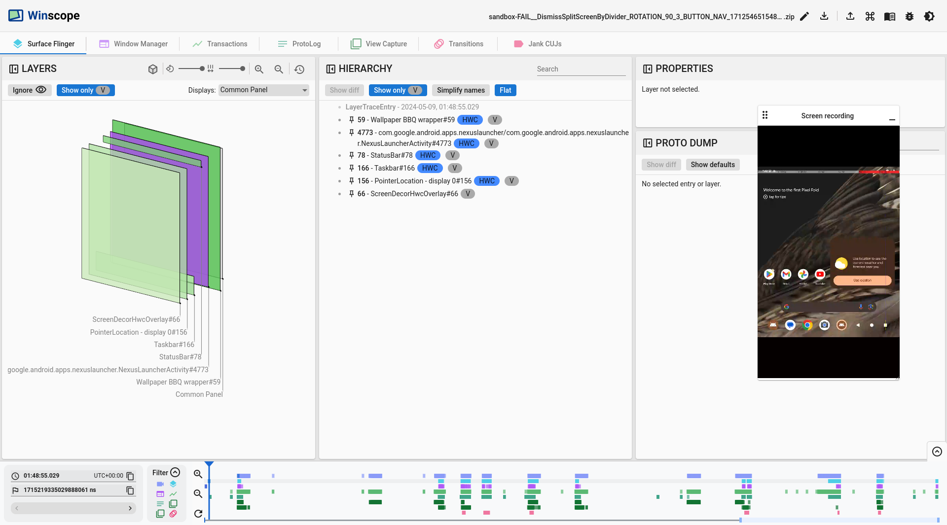 View traces on Winscope